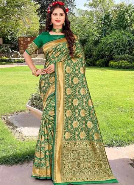 1007 Santraj Festive Wear Designer Heavy Silk Saree Collection 1007-Green